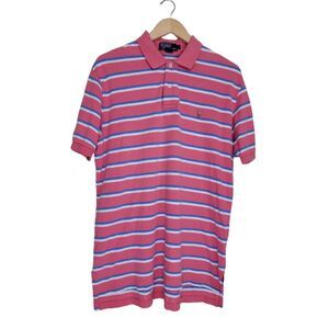 Ralph Lauren Pink & Blue Striped Polo Shirt - Large